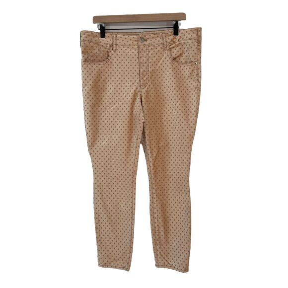 ANTHROPOLOGIE Pilcro Velvet Jeans 32P PETITE Skinny Peach Polka Dot High Rise - Picture 2 of 15